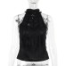 Street Style Gothic Ruffled Rose Strap Top with Spiderweb Bow Neckline for Women