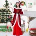 Christmas Santa Claus Christmas Long Dress Women's Long Sleeve Dress Set