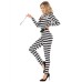 Halloween Adult Black and White Prisoner Costume Women's Prison Outfit with Handcuffs Stage Play Prison Uniform Criminal Clothing