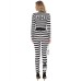Halloween Adult Black and White Prisoner Costume Women's Prison Outfit with Handcuffs Stage Play Prison Uniform Criminal Clothing