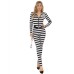 Halloween Adult Black and White Prisoner Costume Women's Prison Outfit with Handcuffs Stage Play Prison Uniform Criminal Clothing