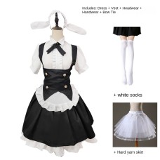 Cute Original Black and White Maid Costume with Bunny Ears Puffy Skirt