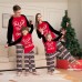 Christmas Letter Print Striped Family Matching Pajama Set Home Wear