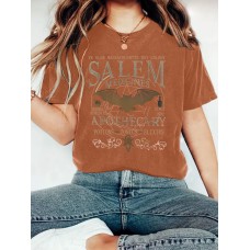 T-shirt short sleeved female Halloween bat pattern