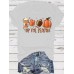 Pumpkin Baseball Coffee Maple Leaf Printed Round Neck Halloween