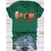 Pumpkin Baseball Coffee Maple Leaf Printed Round Neck Halloween