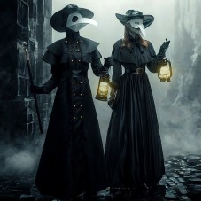 Halloween Adult Medieval Steampunk Style Plague Doctor Costume with Bird Beak Crow Mask Halloween Adult Medieval Steampunk Style Plague Doctor Costume with Bird Beak Crow Mask