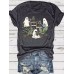 Ghost Flowers Halloween Round Neck Short Sleeve