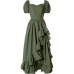 Victorian Renaissance Farmer Countryside Retro High and Low Irregular Dress