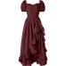 Victorian Renaissance Farmer Countryside Retro High and Low Irregular Dress