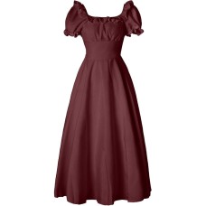 Medieval Renaissance Victorian Farmer Retro High waisted Short sleeved Dress