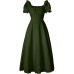 Medieval Renaissance Victorian Farmer Retro High waisted Short sleeved Dress