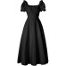 Medieval Renaissance Victorian Farmer Retro High waisted Short sleeved Dress