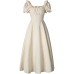 Medieval Renaissance Victorian Farmer Retro High waisted Short sleeved Dress