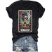Skeleton Playing Card Halloween Round-Neck Short Sleeve