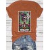 Skeleton Playing Card Halloween Round-Neck Short Sleeve