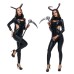 Gothic Halloween Costume Black Leather Witch Vampire Horns Outfit
