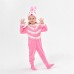 Children's Day Bunny Cosplay Pink Rabbit Animal Onesie with Lace Long Sleeve Cartoon Costume Performance Outfit