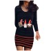 Christmas round neck long sleeved Santa Claus striped dress