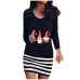 Christmas round neck long sleeved Santa Claus striped dress
