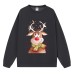 Christmas reindeer hoodie women's long sleeved shoulder down