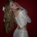 Lace one necked lace up long sleeved deep V-bone diamond shaped top for women