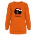 Shoulder down fleece hoodie with Christmas girl print top