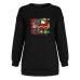 Ladies' Fun Christmas Printed Velvet Hoodie with Falling Shoulders