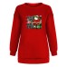 Ladies' Fun Christmas Printed Velvet Hoodie with Falling Shoulders