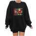 Ladies' Fun Christmas Printed Velvet Hoodie with Falling Shoulders