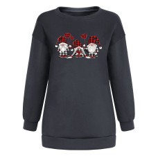 Shoulder down hoodie women's love Santa Claus print with fleece Shoulder down hoodie women's love Santa Claus print with fleece