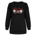 Shoulder down hoodie women's love Santa Claus print with fleece