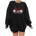 Shoulder down hoodie women's love Santa Claus print with fleece