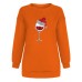 Shoulder down hoodie ladies' Christmas wine glass print and velvet top
