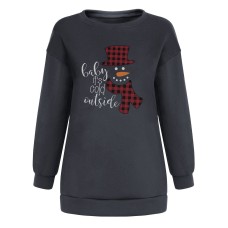 Shoulder down hoodie for ladies Christmas snowman print with fleece hoodie Shoulder down hoodie for ladies Christmas snowman print with fleece hoodie