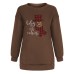 Shoulder down hoodie for ladies Christmas snowman print with fleece hoodie