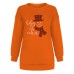 Shoulder down hoodie for ladies Christmas snowman print with fleece hoodie