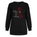 Shoulder down hoodie for ladies Christmas snowman print with fleece hoodie
