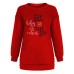 Shoulder down hoodie for ladies Christmas snowman print with fleece hoodie