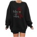 Shoulder down hoodie for ladies Christmas snowman print with fleece hoodie