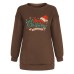 Christmas letter medium length printed fleece shoulder sweatshirt for women