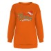 Christmas letter medium length printed fleece shoulder sweatshirt for women