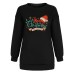 Christmas letter medium length printed fleece shoulder sweatshirt for women