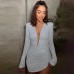 Deep V-ring chest revealing pleated long sleeved hip hugging skirt