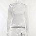 Single shoulder pleated base long sleeved autumn commuting slim fit top