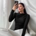 Single shoulder pleated base long sleeved autumn commuting slim fit top
