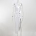 Single shoulder hanging neck elegant and sexy mid length dress