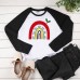 Cartoon rainbow print shoulder length long sleeved multi-color top Cartoon rainbow print shoulder length long sleeved multi-color top