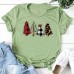 Four Christmas Trees Spray Printed Short Sleeves