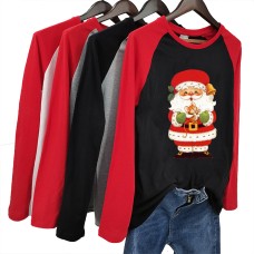 Santa Claus printed round neck plus size top Santa Claus printed round neck plus size top